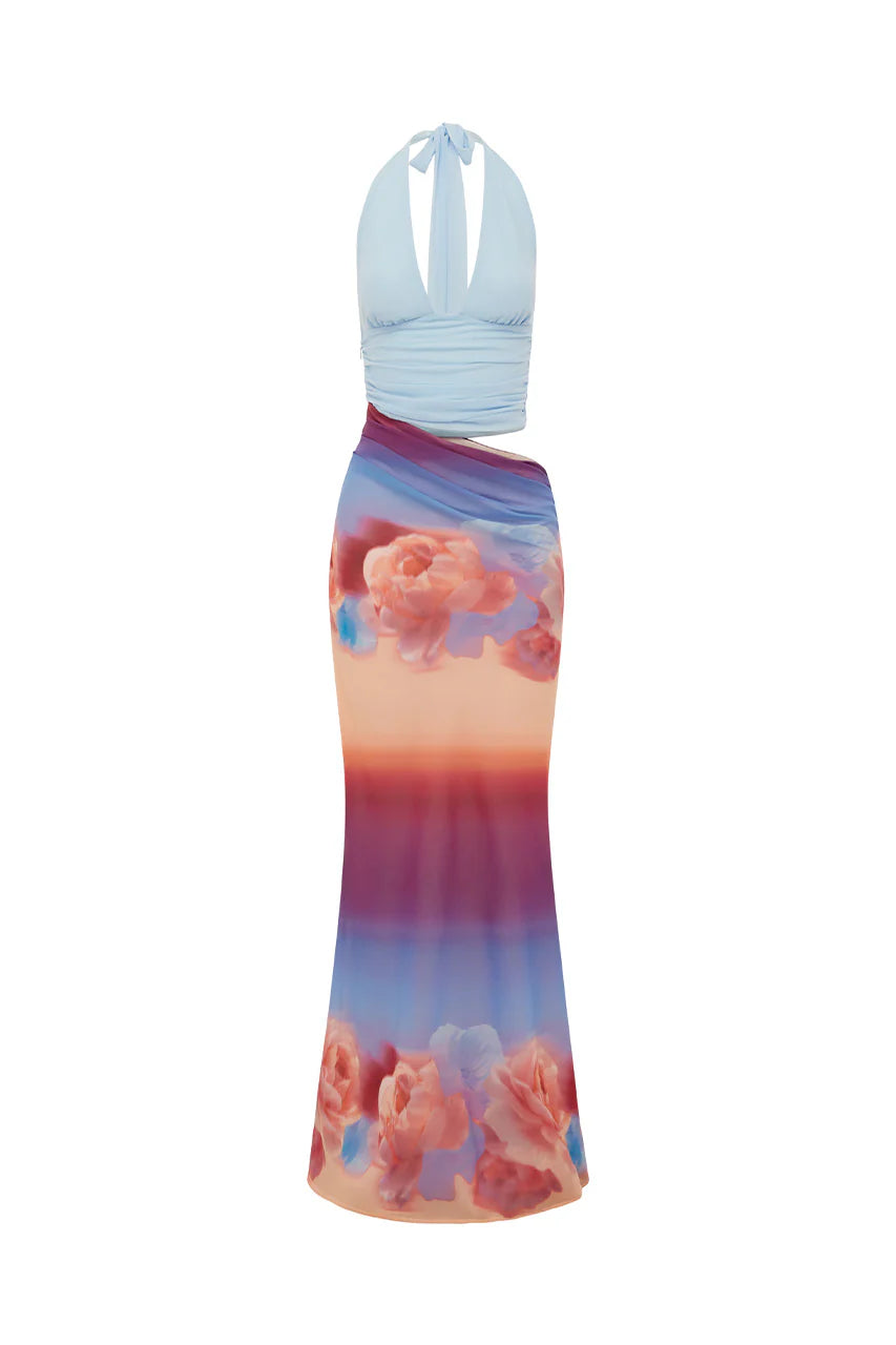 ALEXIS HALTER CUT OUT MAXI DRESS - NADIA PINK OMBRE