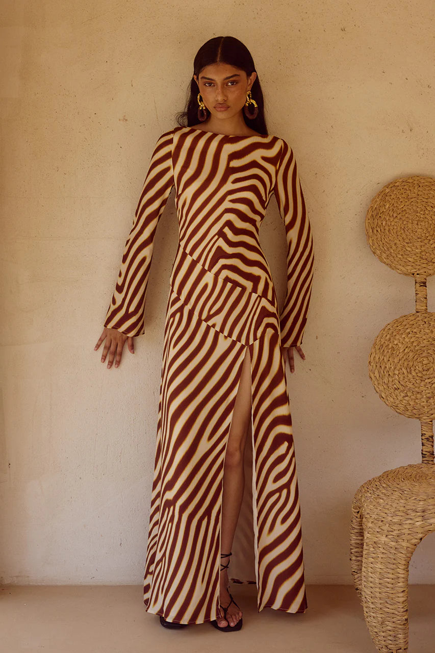 MONTIE SLEEVED MAXI DRESS - MONTIE CHOC