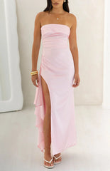 Merlo Light Pink Strapless Formal Maxi Dress