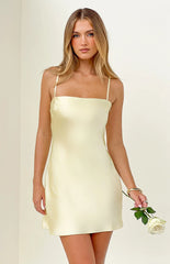 Chelsea Yellow Satin Mini Dress