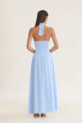 Velvet Earth Halter Maxi Dress Blue