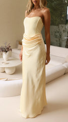 Drew Strapless Maxi Dress - Lemon
