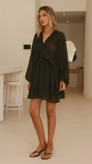 Marzie Mini Dress - Black Polka
