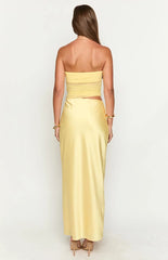 Elinor Yellow Satin Maxi Dress