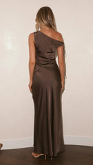 Sabrina One Shoulder Maxi Dress - Espresso