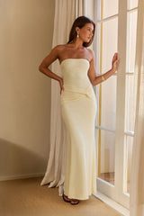 Daydream Diary Strapless Maxi Dress Butter Yellow