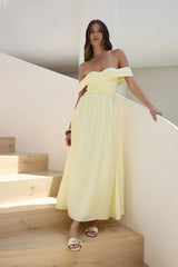 Hidden Treasures Off Shoulder Maxi Dress Yellow