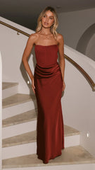 Drew Strapless Maxi Dress - Wine