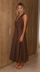 Laisha Midi Dress - Brown