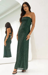 Maiah Emerald Green Sequin Maxi Dress