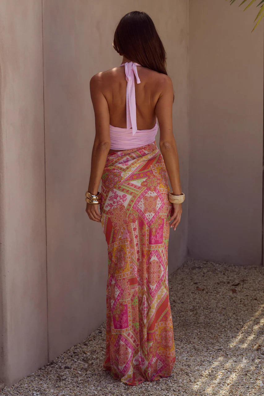 ALEXIS HALTER CUT OUT MAXI DRESS - CAVELLO PEACH