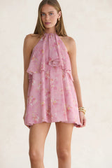 Always Seen Halter Mini Dress Pink
