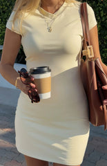 Molly Yellow V-Neck Jersey Mini Dress