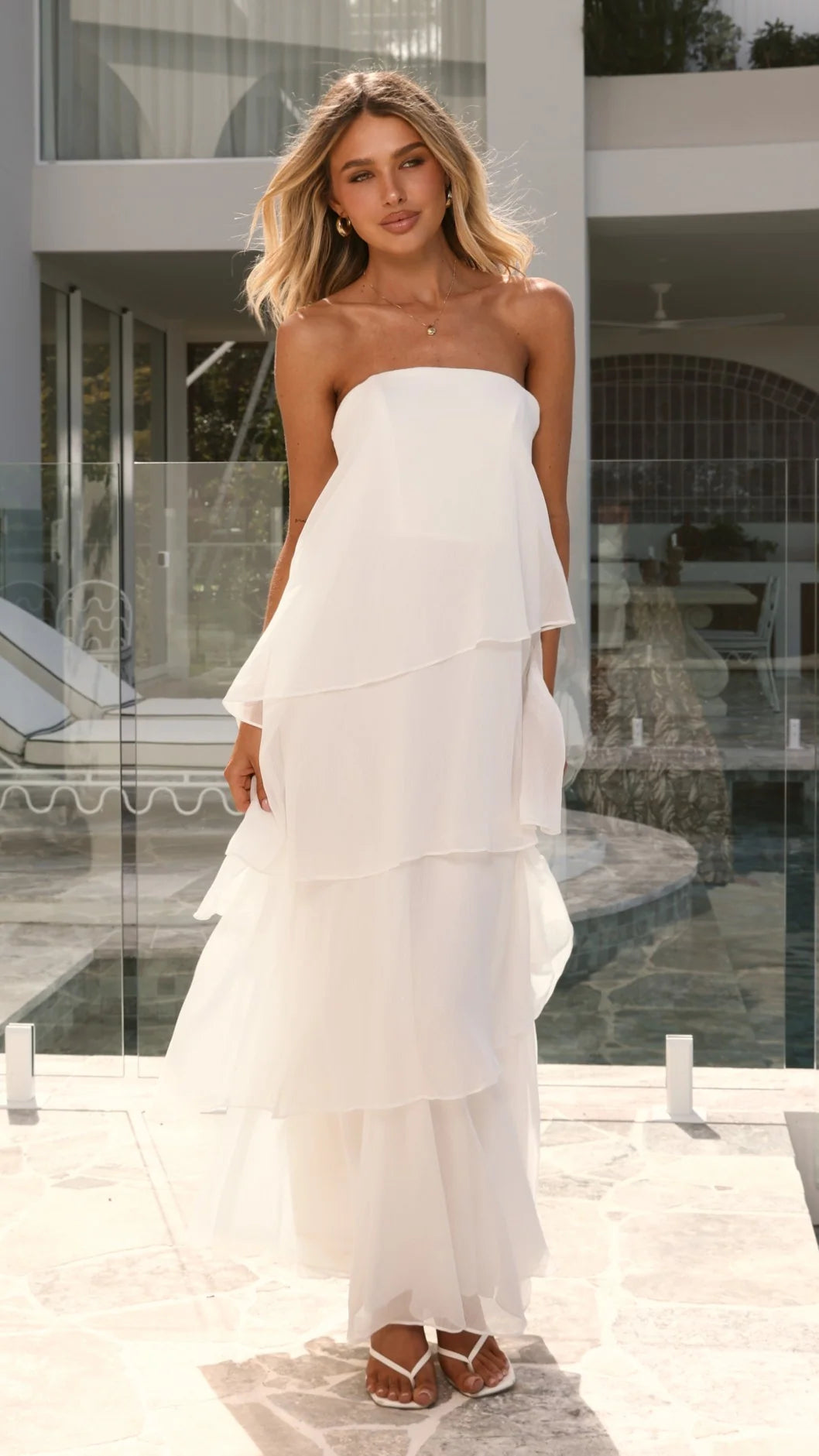 Daisie Strapless Maxi Dress - White