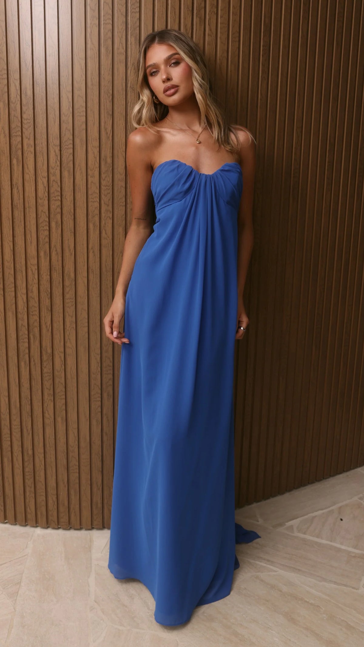 Olivia Strapless Maxi Dress - Cobalt Blue