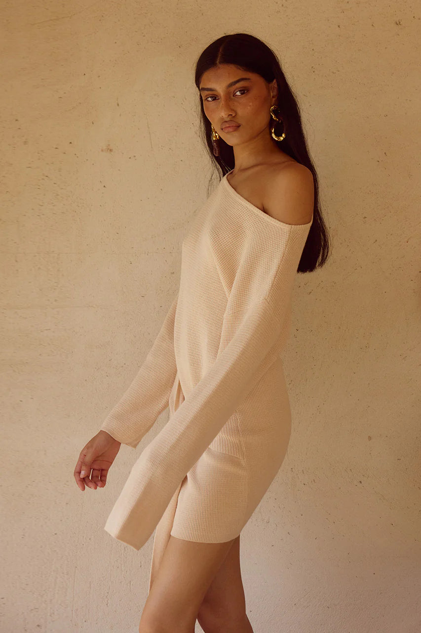 HIMARI KNIT MINI DRESS - SAND