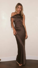 Sabrina One Shoulder Maxi Dress - Espresso
