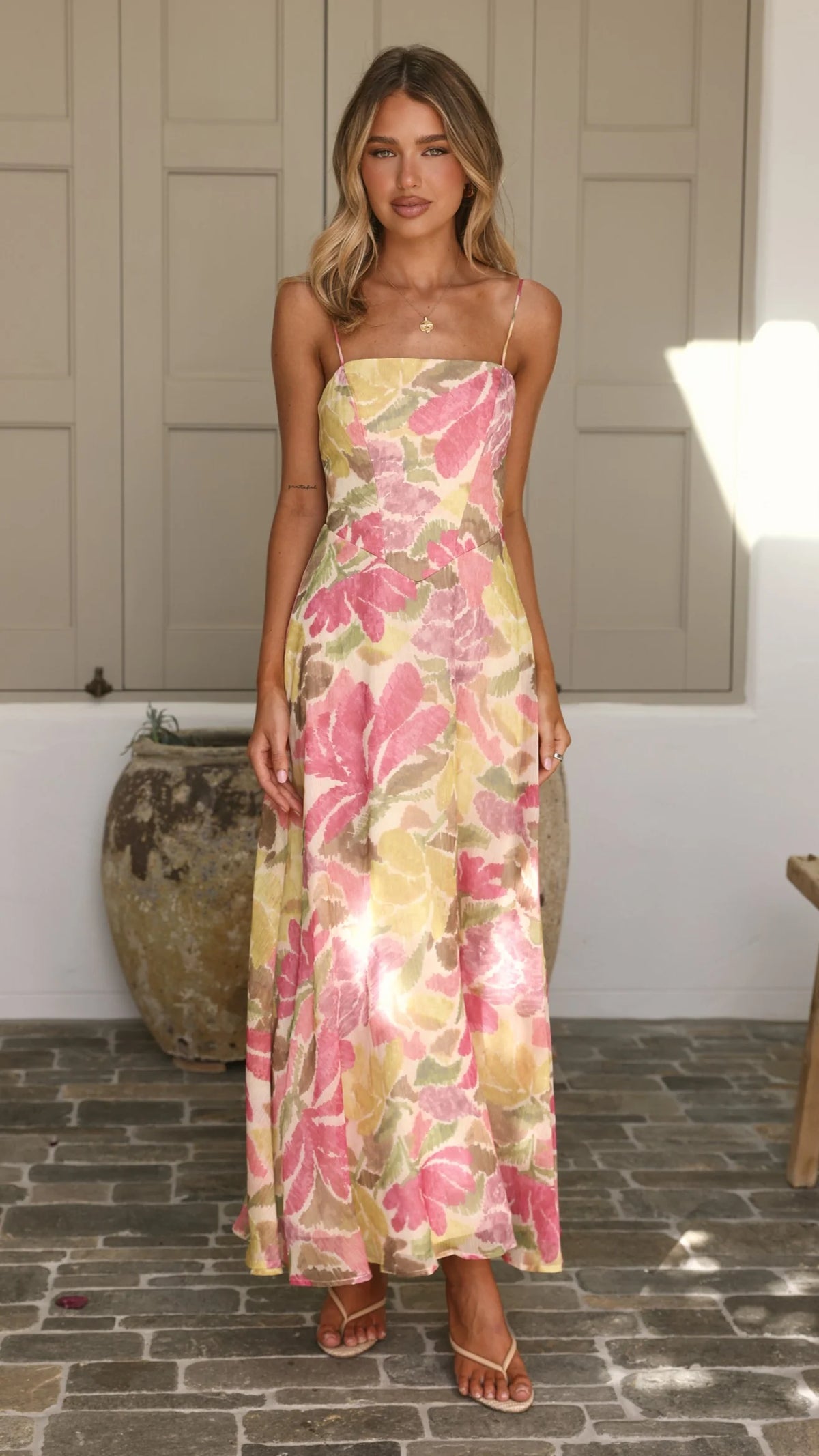 Mylee Maxi Dress - Pink/Yellow Floral
