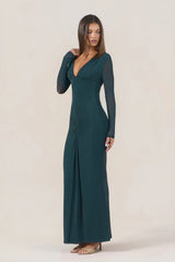 Pretty Effect Long Sleeve Maxi Dress Green