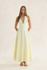 Whisper Of You Halter Maxi Dress Yellow